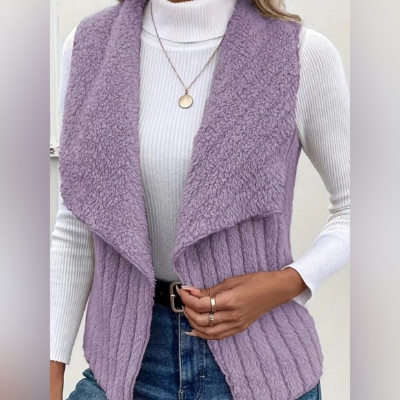 Cozy Fleece Open Front Vest Coat 10010015391 - Picture 2 of 4